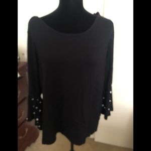 NWOT Roz &Ali black sweter with pearl sleeve SX 1X